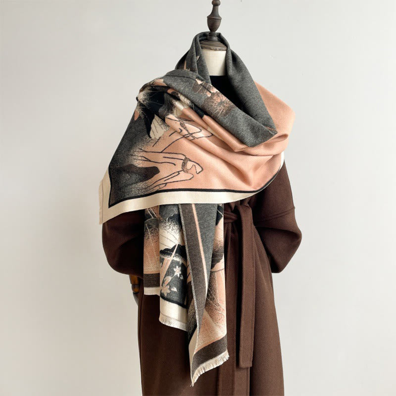 Buddha Stones Winter Mountain Lotus Flowers Leaves Pattern Soft Scarf Shawl