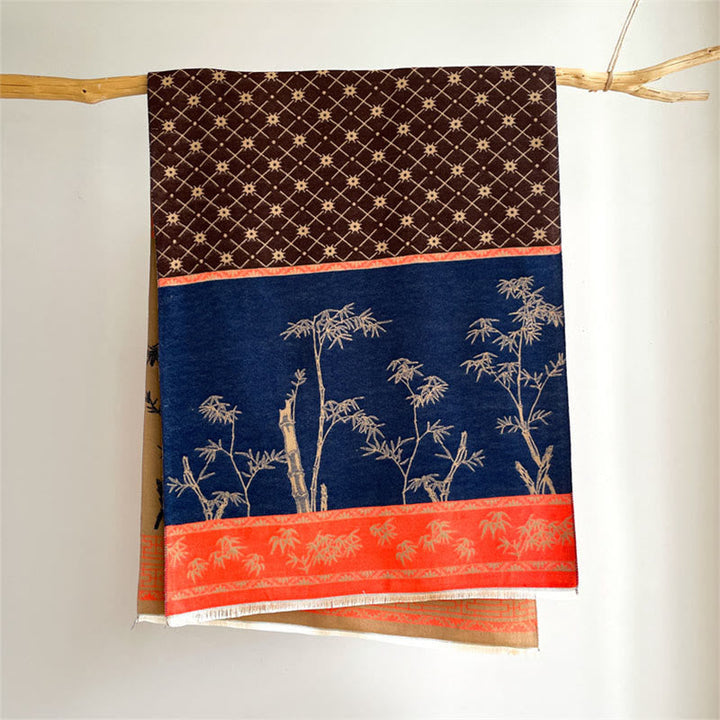BWOOOH Winter Bamboo Leaf Little Bird Pattern Cozy Scarf 