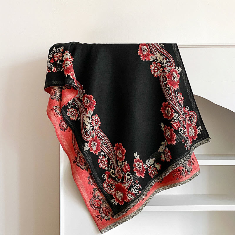 Buddha Stones Fall Cashew Flower Vines Pattern Warm Cozy Scarf Shawl