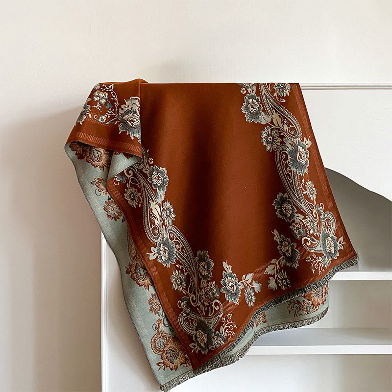 Buddha Stones Fall Cashew Flower Vines Pattern Warm Cozy Scarf Shawl