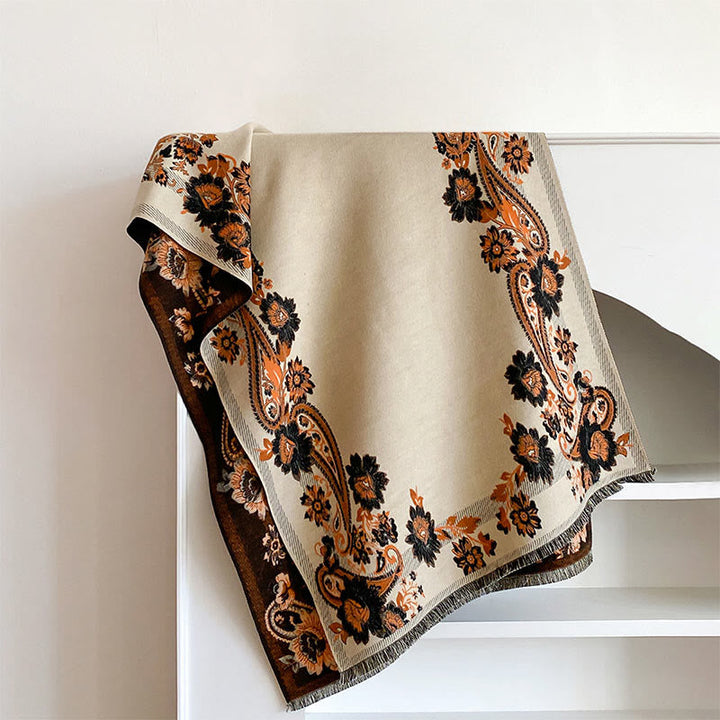 Buddha Stones Fall Cashew Flower Vines Pattern Warm Cozy Scarf Shawl