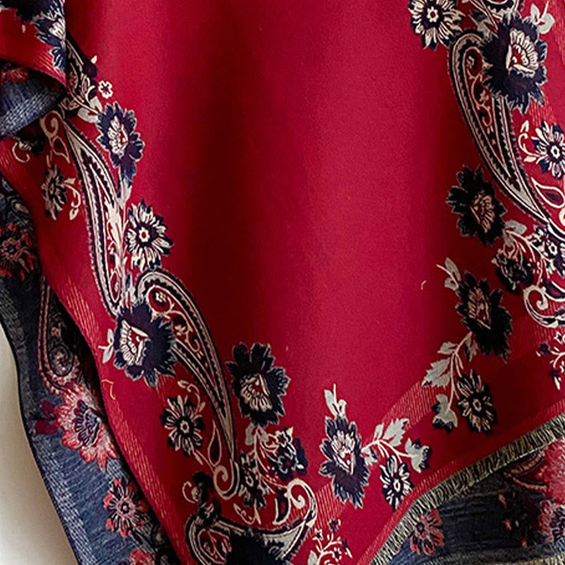 Buddha Stones Fall Cashew Flower Vines Pattern Warm Cozy Scarf Shawl