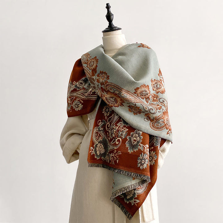Buddha Stones Fall Cashew Flower Vines Pattern Warm Cozy Scarf Shawl