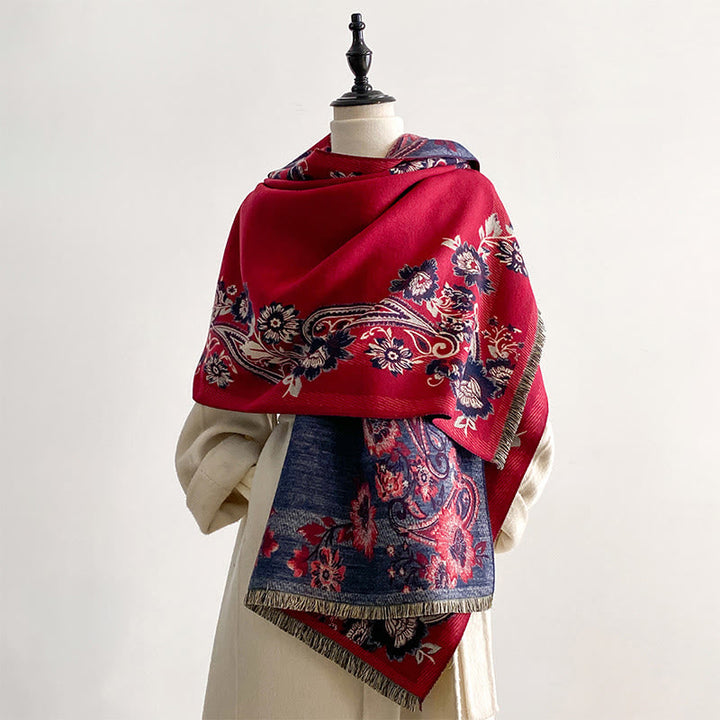 Buddha Stones Fall Cashew Flower Vines Pattern Warm Cozy Scarf Shawl