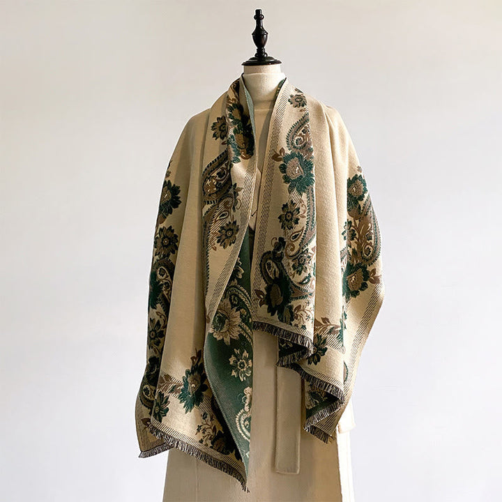 Buddha Stones Fall Cashew Flower Vines Pattern Warm Cozy Scarf Shawl