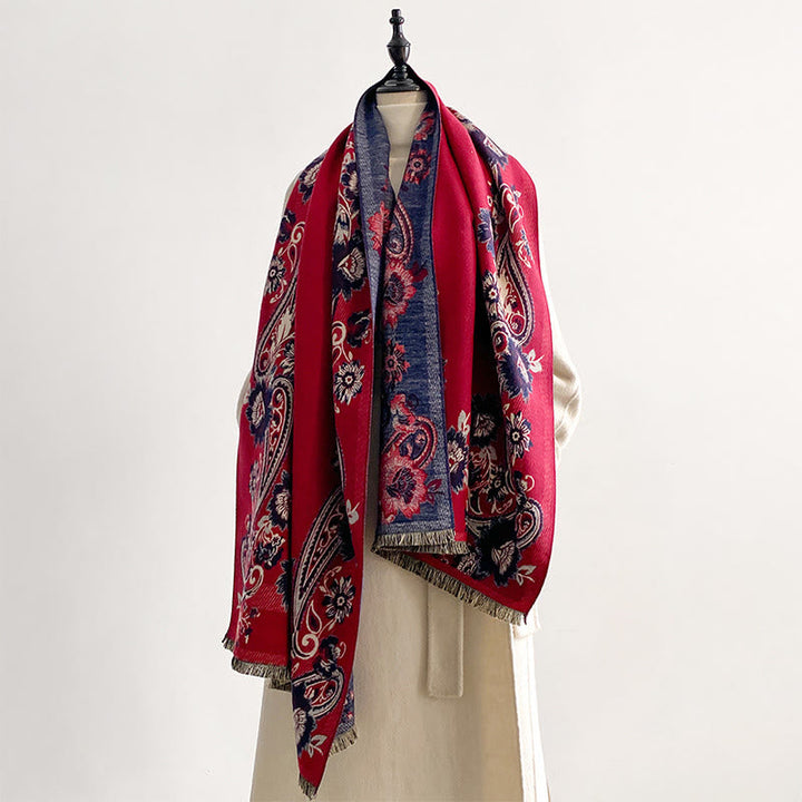 Buddha Stones Fall Cashew Flower Vines Pattern Warm Cozy Scarf Shawl