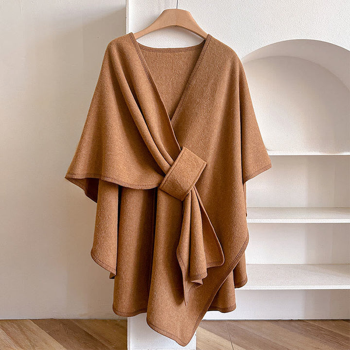 BWOOOH Winter Solid Color Warm Cozy Split Scarf Shawl