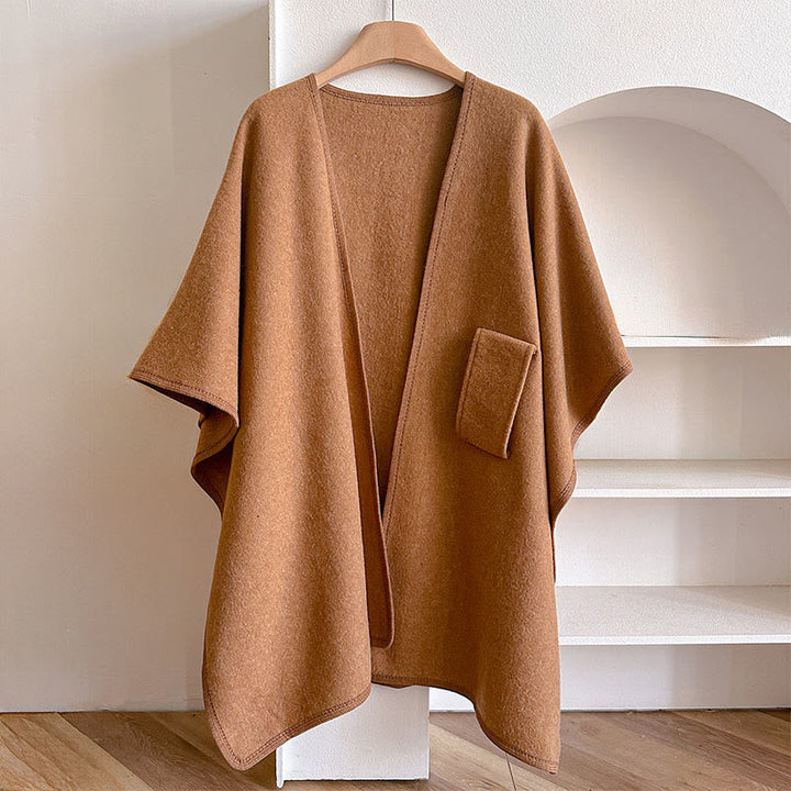 BWOOOH Winter Solid Color Warm Cozy Split Scarf Shawl