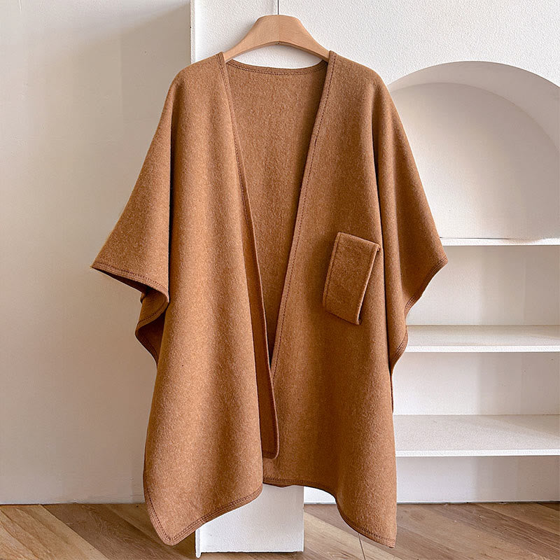 BWOOOH Winter Solid Color Warm Cozy Split Scarf Shawl