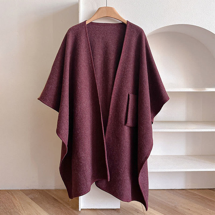 BWOOOH Winter Solid Color Warm Cozy Split Scarf Shawl