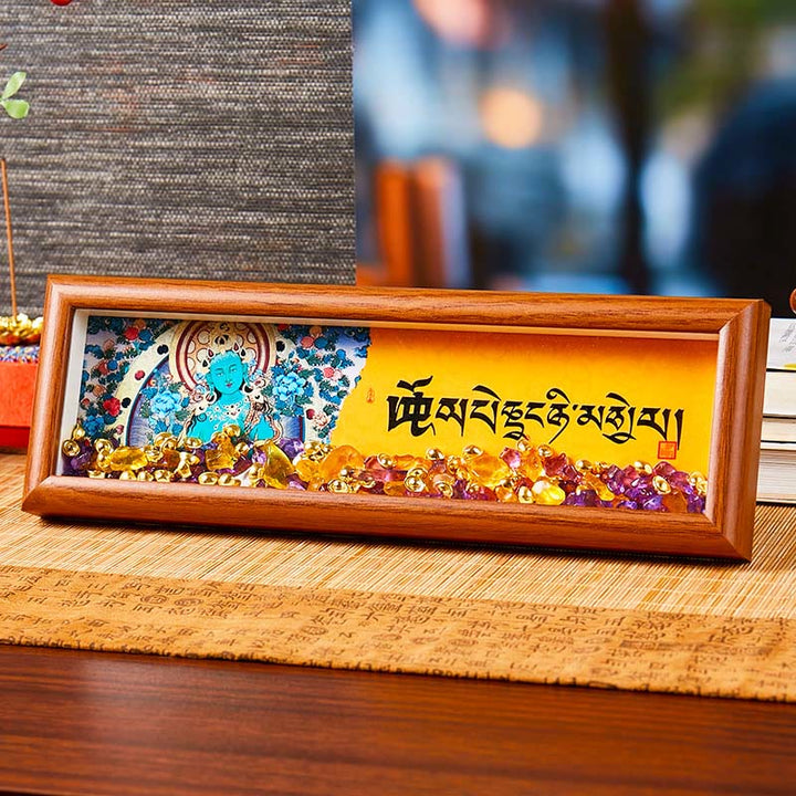 BWOOOH Tibetan thangka Buddhist painting - Om Mani Padme Hum Buddha Golden Ing