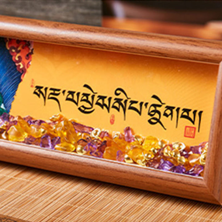 BWOOOH Tibetan thangka Buddhist painting - Om Mani Padme Hum Buddha Golden Ing