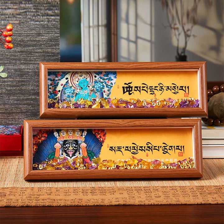 BWOOOH Tibetan thangka Buddhist painting - Om Mani Padme Hum Buddha Golden Ing