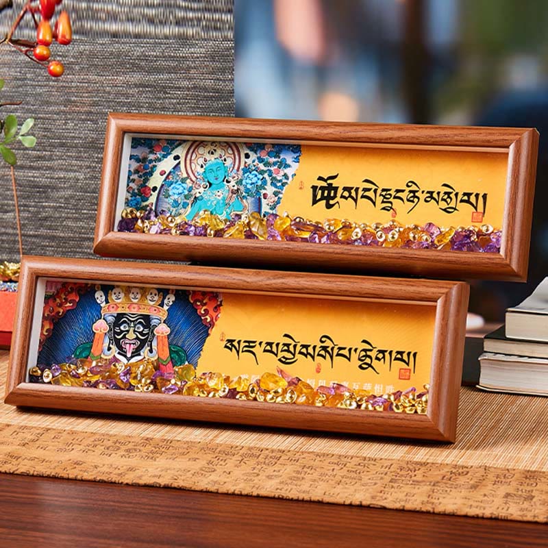 BWOOOH Tibetan thangka Buddhist painting - Om Mani Padme Hum Buddha Golden Ing