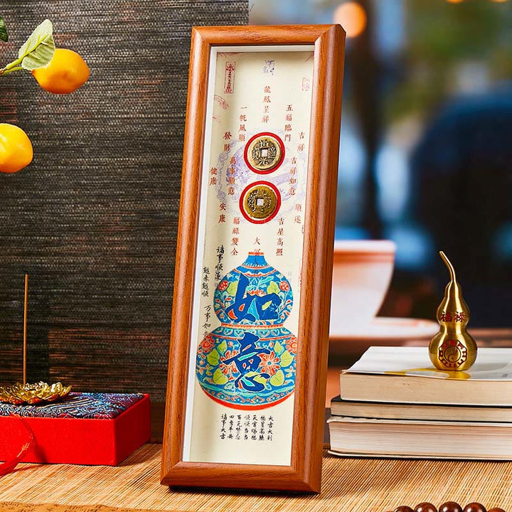 BWOOOH Tibetan thangka Buddhist painting - Fu Character Gourd Copper Coins Pho
