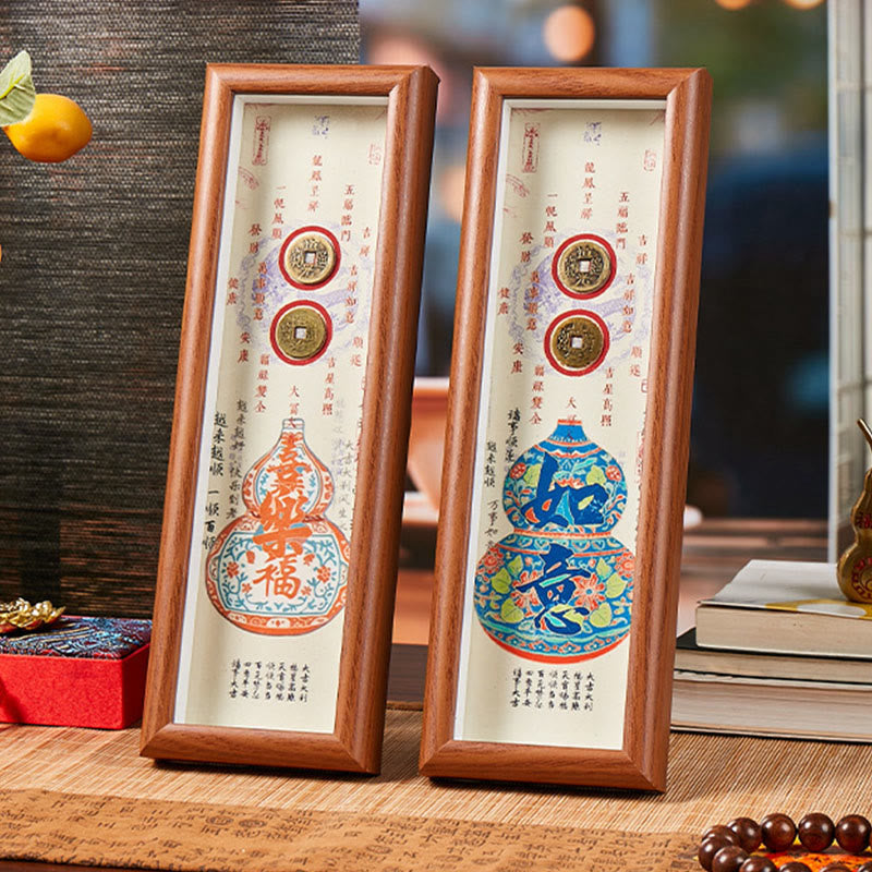 BWOOOH Tibetan thangka Buddhist painting - Fu Character Gourd Copper Coins Pho