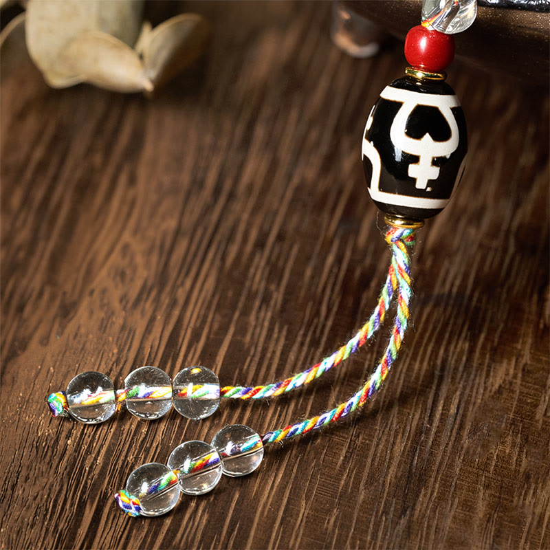 Buddha Stones 108 Beads Liuli Crystal Dzi Bead Agate Blessings Tassel Mala