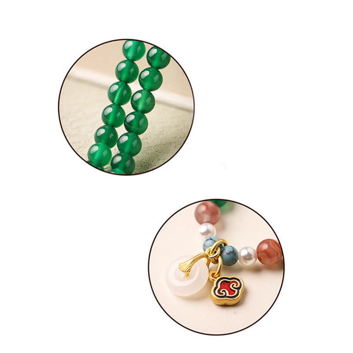 Buddha Stones Peace Buckle Green Agate Power Support Tibet Mala