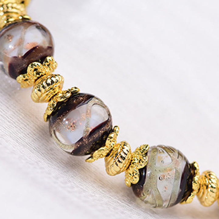 Buddha Stones Liuli Glass Dzi Beads Blessings Bracelet