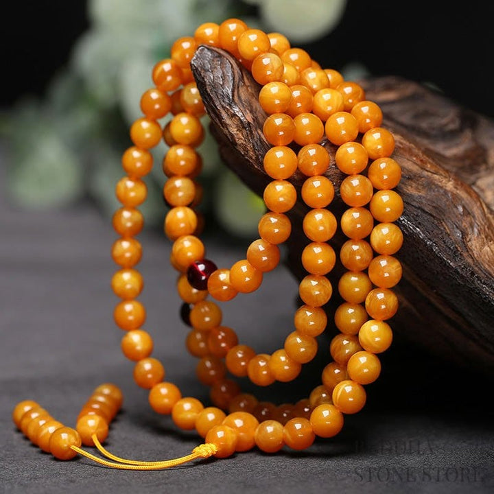 BWOOOH Tibetan Amber Round Bead Mala