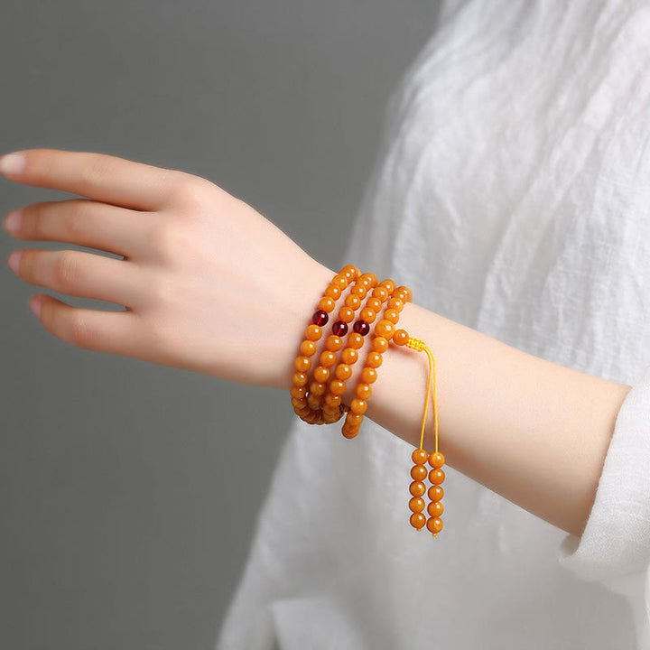 BWOOOH Tibetan Amber Round Bead Mala