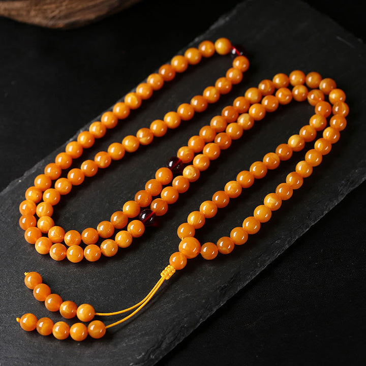 BWOOOH Tibetan Amber Round Bead Mala