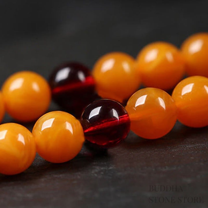 BWOOOH Tibetan Amber Round Bead Mala