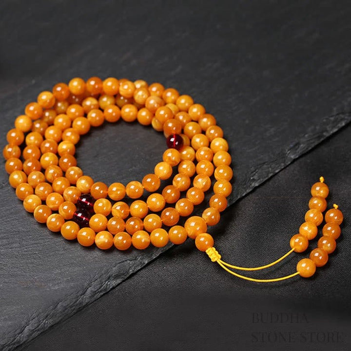 BWOOOH Tibetan Amber Round Bead Mala