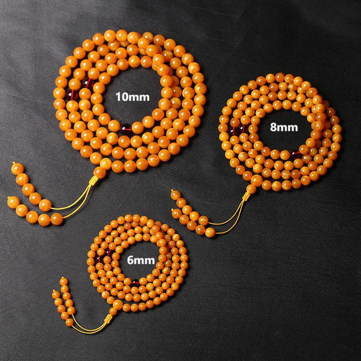 BWOOOH Tibetan Amber Round Bead Mala
