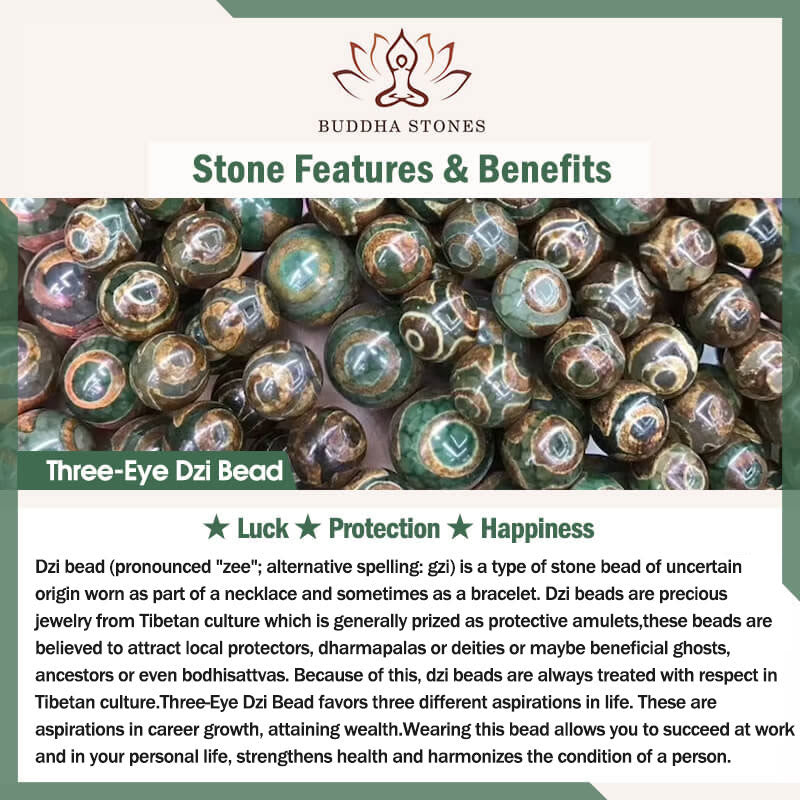Buddha Stones Tibetan 108 Beads Bodhi Seed Three-eyed Dzi Bead Auspiciousness Mala