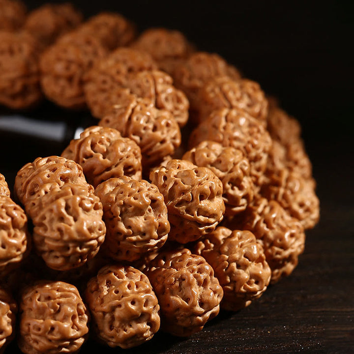 Buddha Stones Tibetan 108 Beads Bodhi Seed Three-eyed Dzi Bead Auspiciousness Mala
