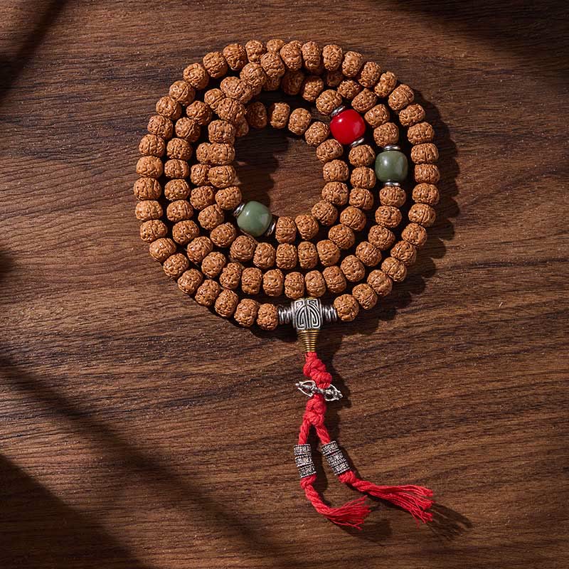 Buddha Stones Tibetan 108 Beads Bodhi Seed Three-eyed Dzi Bead Auspiciousness Mala