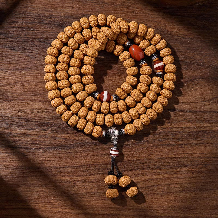 Buddha Stones Tibetan 108 Beads Bodhi Seed Three-eyed Dzi Bead Auspiciousness Mala
