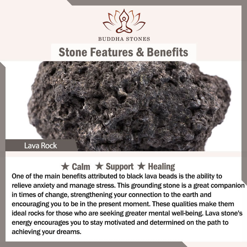 Buddha Stones Retro Lotus Symbol Charm Lava Rock Bead Healing New Beginning Mala