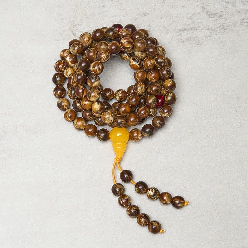 Buddha Stones 108 Beads Multicolored Amber Gourd Charm Mala