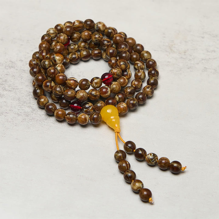 Buddha Stones 108 Beads Multicolored Amber Gourd Charm Mala