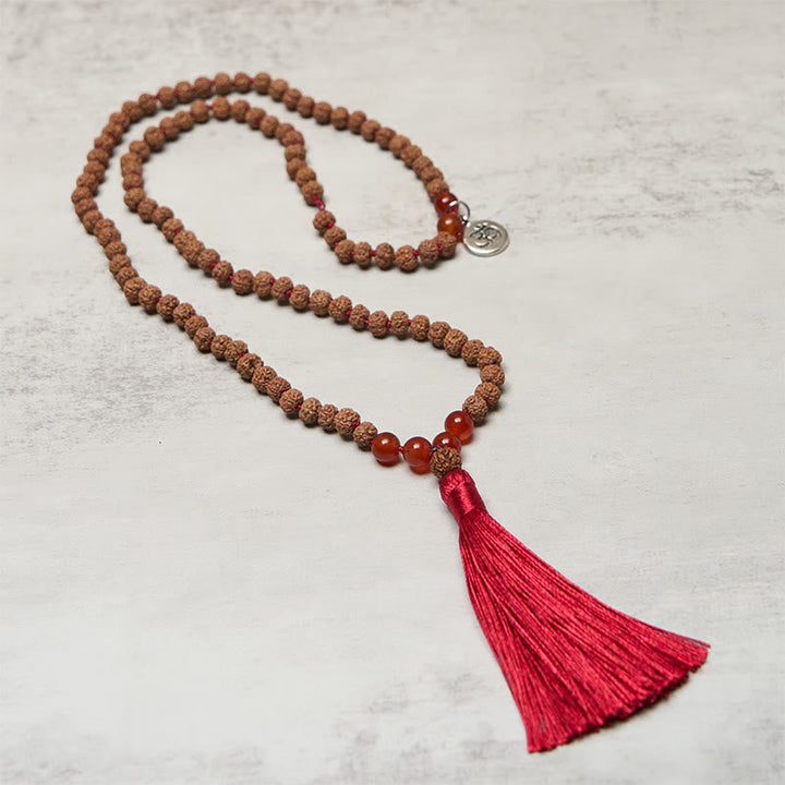 Buddha Stones Tibetan 108 Beads Bodhi Seed Om Symbol Charm Tassel Wealth Auspiciousness Mala