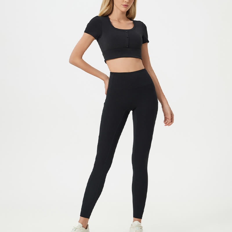 BWOOOH printed yoga leggings - Solid Color High Waist Sports Fitness Le