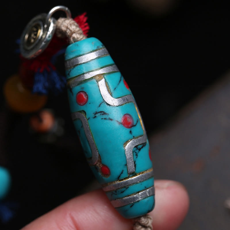 BWOOOH Copper Turquoise Dzi Bead Luck Necklace Pendants