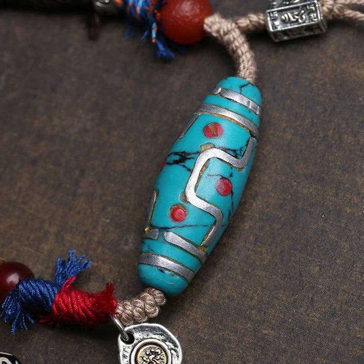 BWOOOH Copper Turquoise Dzi Bead Luck Necklace Pendants