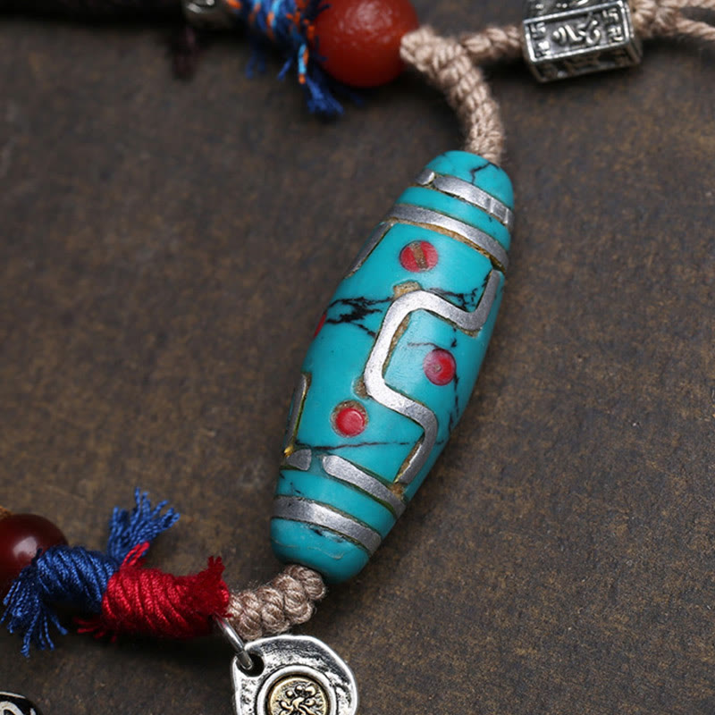 BWOOOH Copper Turquoise Dzi Bead Luck Necklace Pendants