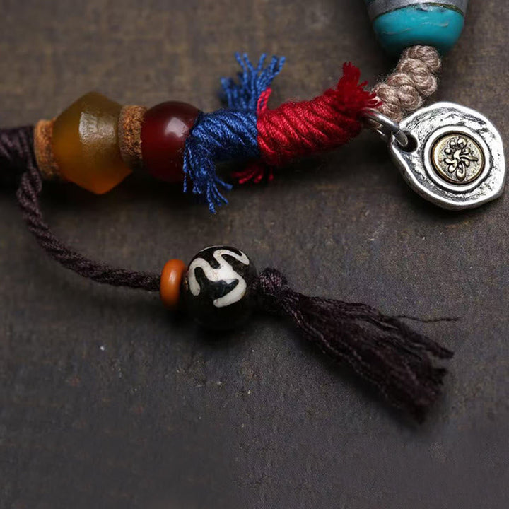 BWOOOH Copper Turquoise Dzi Bead Luck Necklace Pendants