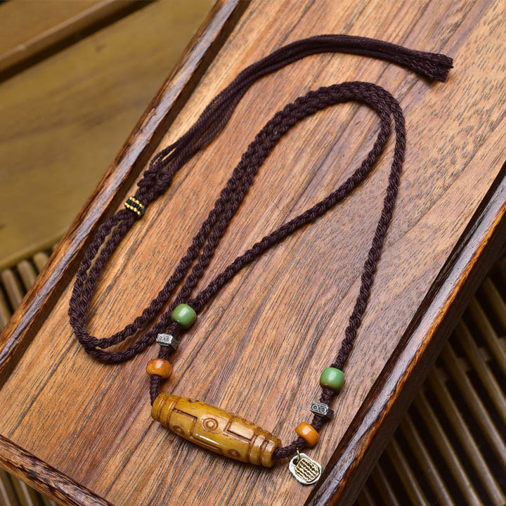 BWOOOH Copper Nine-Eye Dzi Bead Bone Bead Luck Balance Necklace Pendants