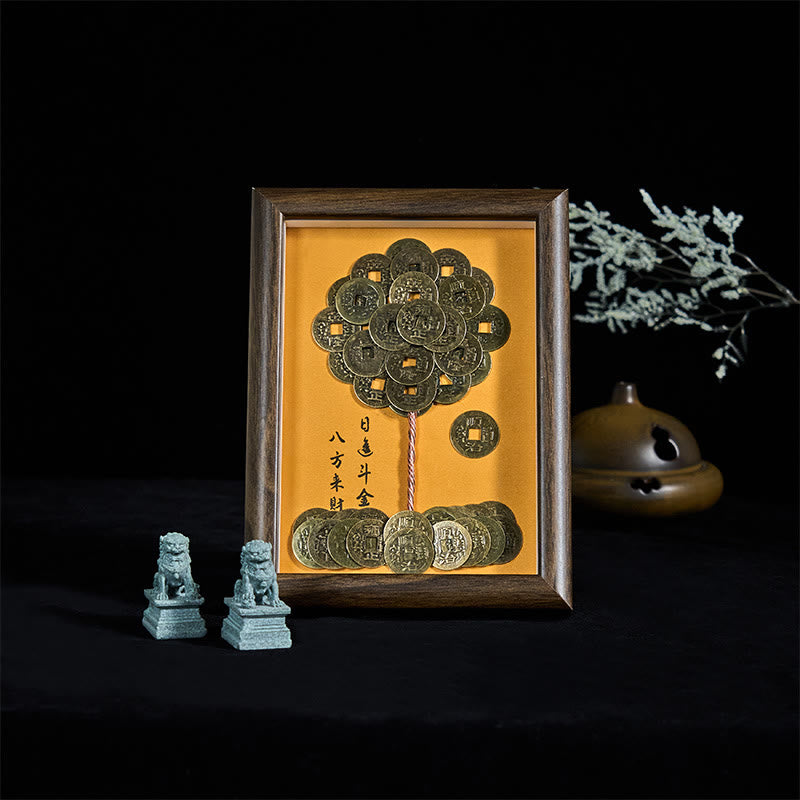 BWOOOH Tibetan thangka Buddhist painting - Five-Emperor Coins Tree Attract For