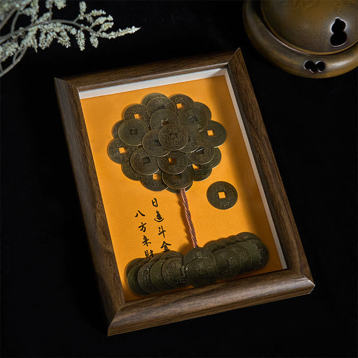 BWOOOH Tibetan thangka Buddhist painting - Five-Emperor Coins Tree Attract For