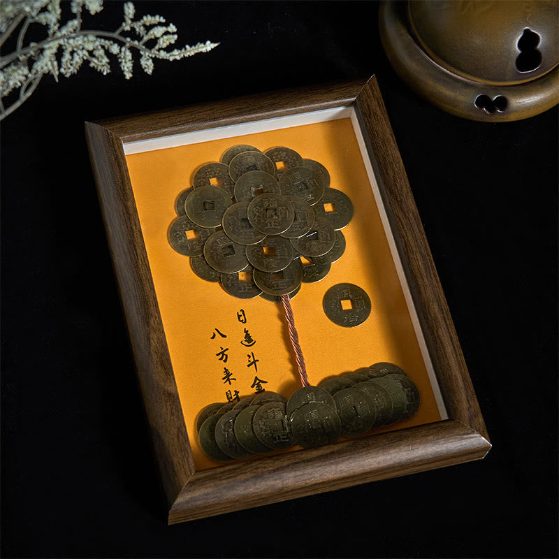 BWOOOH Tibetan thangka Buddhist painting - Five-Emperor Coins Tree Attract For