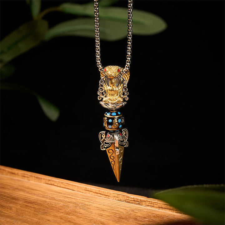 BWOOOH Tibetan Om Mani Padme Hum Buddha Wealth Rotation Necklace Vajra Pendant