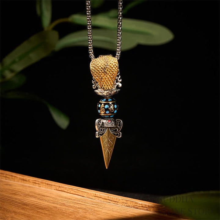 BWOOOH Tibetan Om Mani Padme Hum Buddha Wealth Rotation Necklace Vajra Pendant