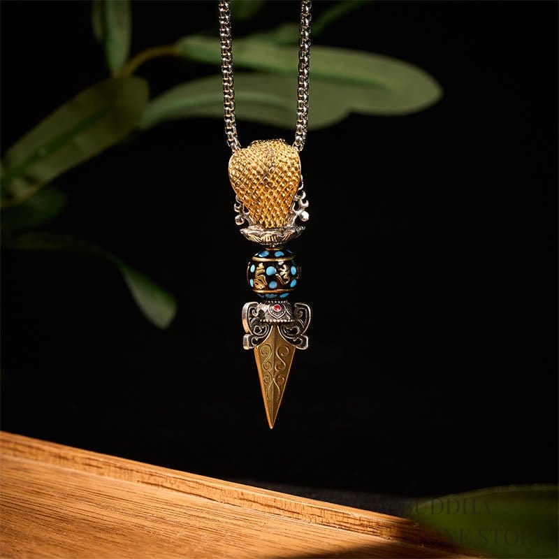 BWOOOH Tibetan Om Mani Padme Hum Buddha Wealth Rotation Necklace Vajra Pendant
