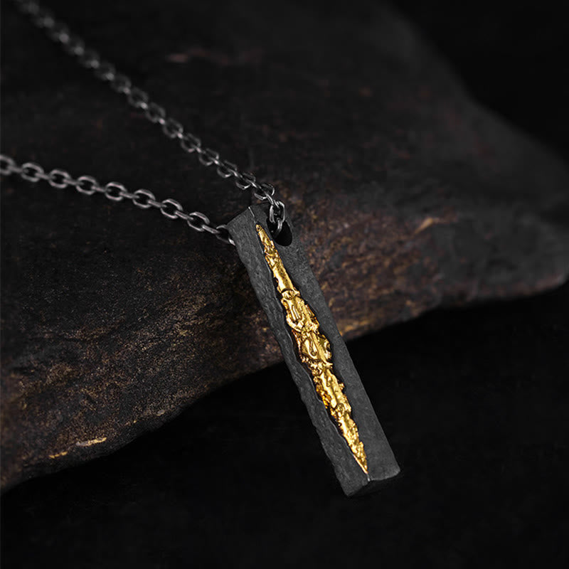 BWOOOH 999 Sterling Silver 999 Gold Om Mani Padme Hum Wisdom Necklace Pendant